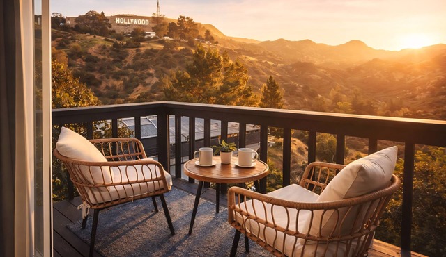 Balcony Views of the Hollywood Sign; 4BR/4BA Hillside Retreat w/Game Room & Gym in Los Angeles