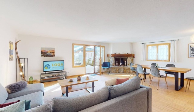 Cozy 3-Star Holiday Apartment in Champfèr with Terrace & Fireplace in Champfèr