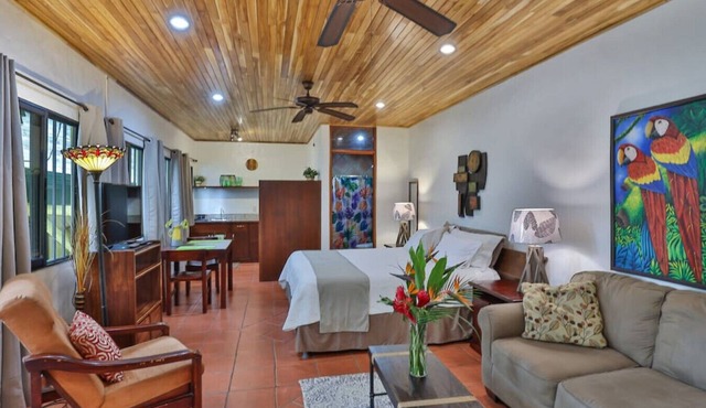 Jungle Creek 'El Gekko': Studio Creekside Apart, Central, Pool & Wildlife! in Quepos