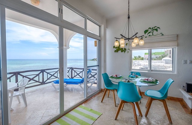 Third-Floor Oceanfront Condo with Balconies & Pool in Akumal
