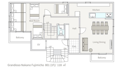 Nakano 801, NS - [Up to 14 Guests]3LD + Maisonette (120sqm)/8 beds/7 min to Nearest Station