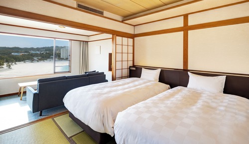 Deluxe Japanese Room with Twin Beds with Ocean View - Non-Smoking