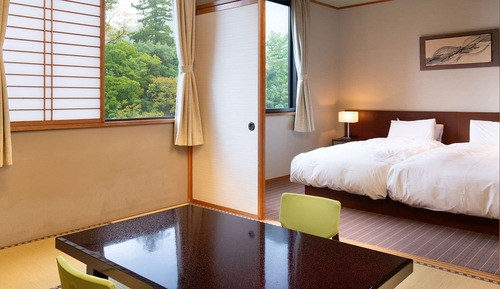 Japanese-Western-style Room [Niji] - River view, twin beds, prefabricated bathroom, Non Smoking