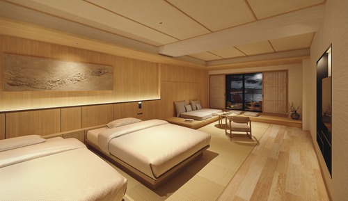 [Includes a free-flowing hot spring open-air cypress bath] Japanese-Western Twin Room (58-62 sqm)